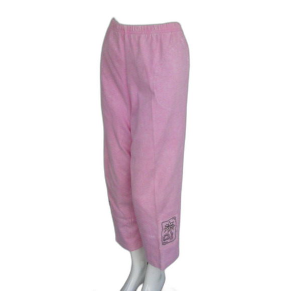 PRODUCE COMPANY Pants, L, Pink, Cropped, Elastic Waist, Umbrellas, Tree - Picture 4 of 12
